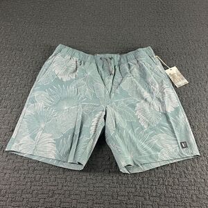 Linksoul Shorts Mens‎ 2XL Green Floral Athletic Lined Stretch Performance Casual